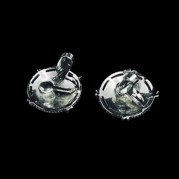 Vintage Crown Trifari Textured X Silver Tone Clip On Earrings (5277) - Picture 8 of 8